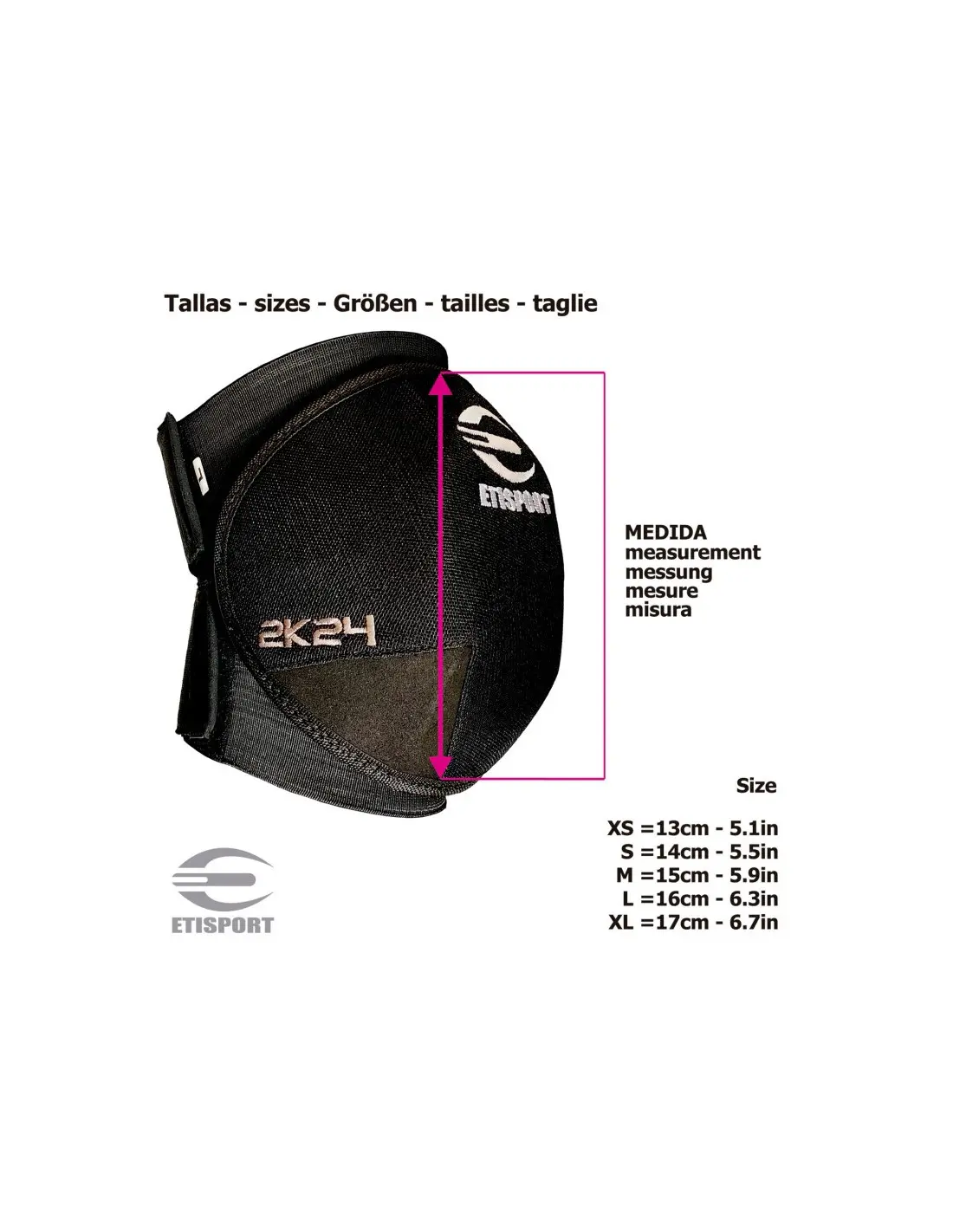 RODILLERAS ETISPORT - Color Negro Blanco / Talla S